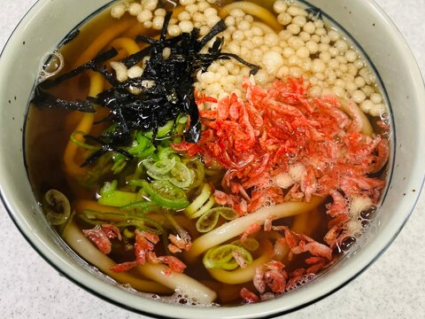 天かすと干しエビのかけうどん